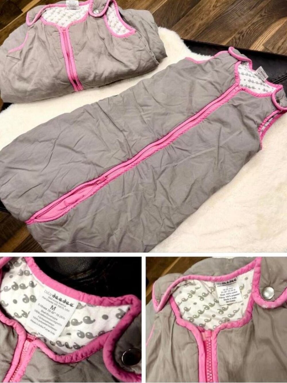 Baby DeeDee Gray Pink Sleeping Bag Bundle
